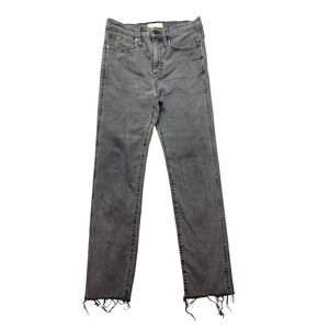 Madewell Stovepipe Jeans High Rise Frayed Hem Gray Wash Denim Sz 26 Fits 27"‎
